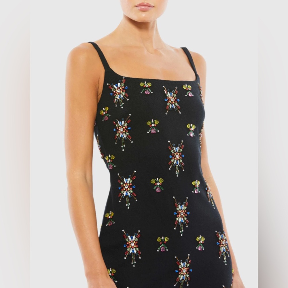 Mac Duggal Black Floral Mini Dress - Picture 2 of 3